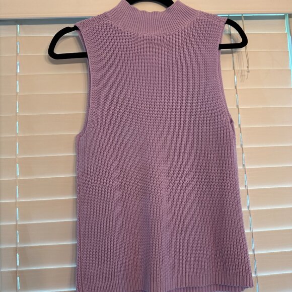 NWOT Loft Lilac Knit Sleeveless Mock Neck Tank (Size: M) - Picture 3 of 3
